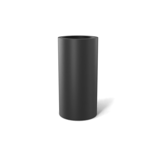 Corry cylinder fiberglass planter in Matte Charcoal, 10 × 20 in, studio render