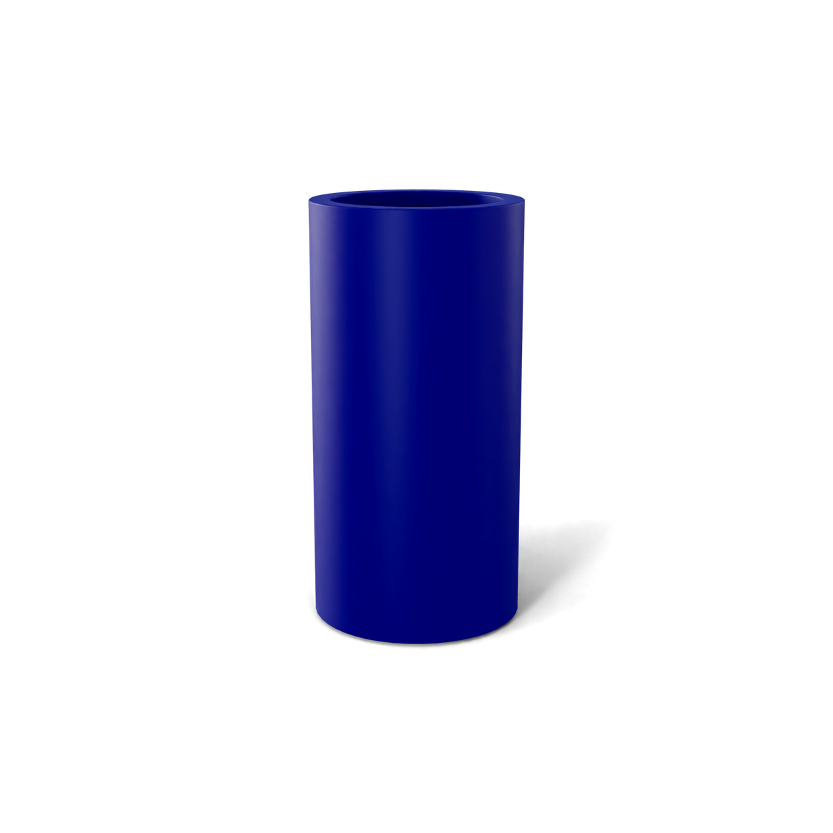 Corry cylinder fiberglass planter in Matte Cobalt Blue, 10 × 20 in, studio render