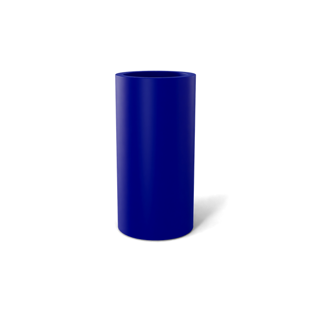 Corry cylinder fiberglass planter in Matte Cobalt Blue, 10 × 20 in, studio render