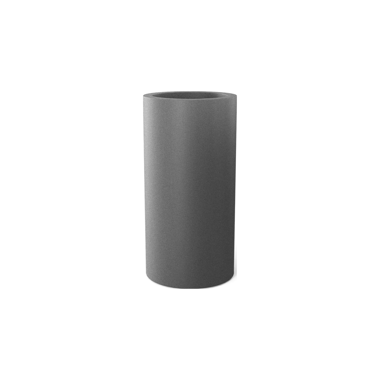 Corry cylinder fiberglass planter in Matte Gunmetal