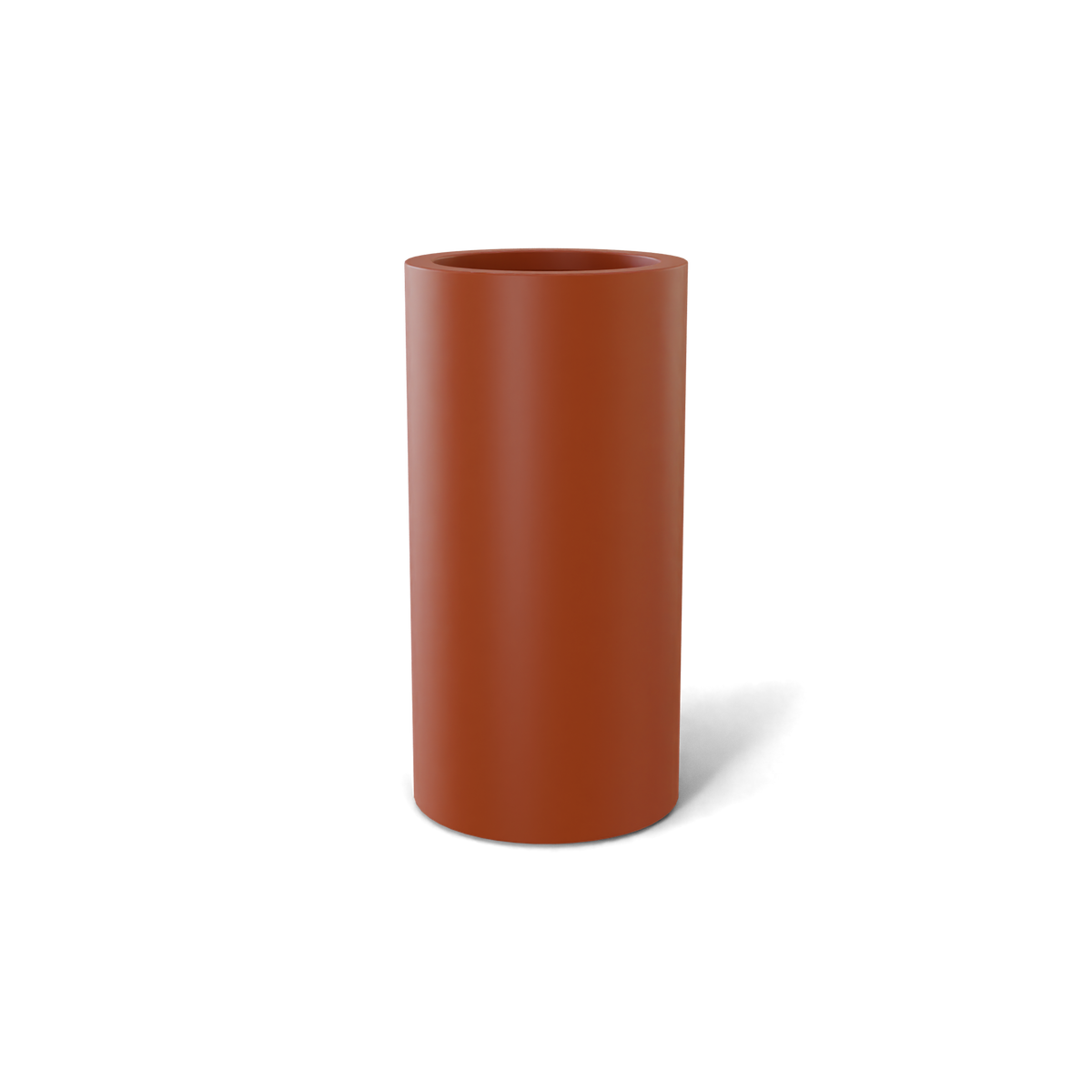 Corry cylinder fiberglass planter in Matte Terra Cotta, 10 × 20 in, studio render