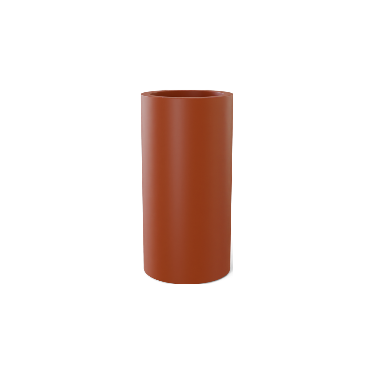 Corry cylinder fiberglass planter in Matte Terra Cotta
