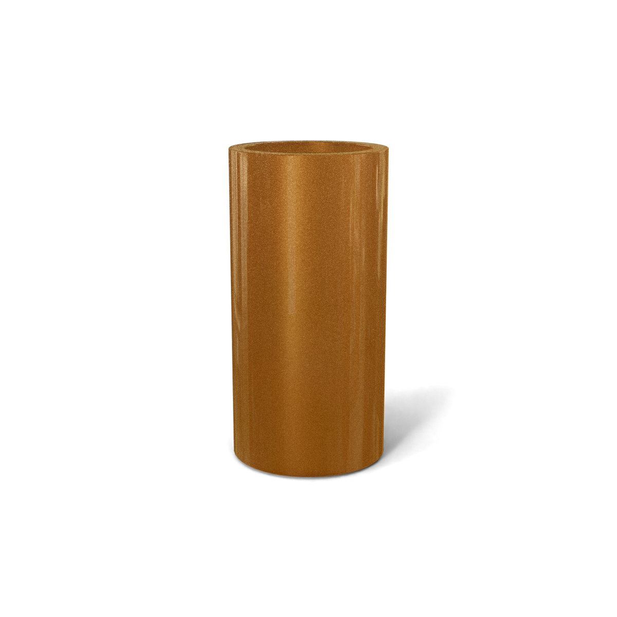 Corry cylinder fiberglass planter in Metallic Bronze, 10 × 20 in, studio render