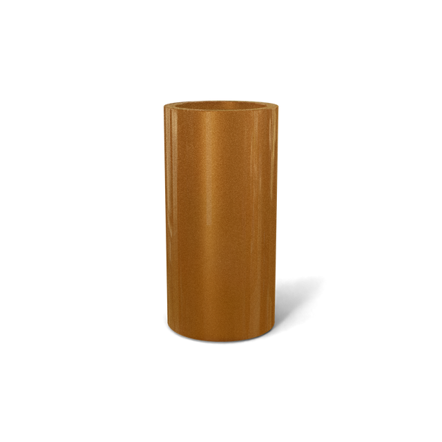 Corry cylinder fiberglass planter in Metallic Bronze, 10 × 20 in, studio render