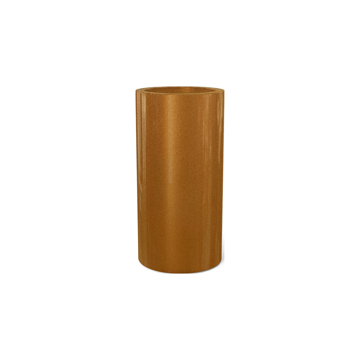 Corry cylinder fiberglass planter in Metallic Bronze
