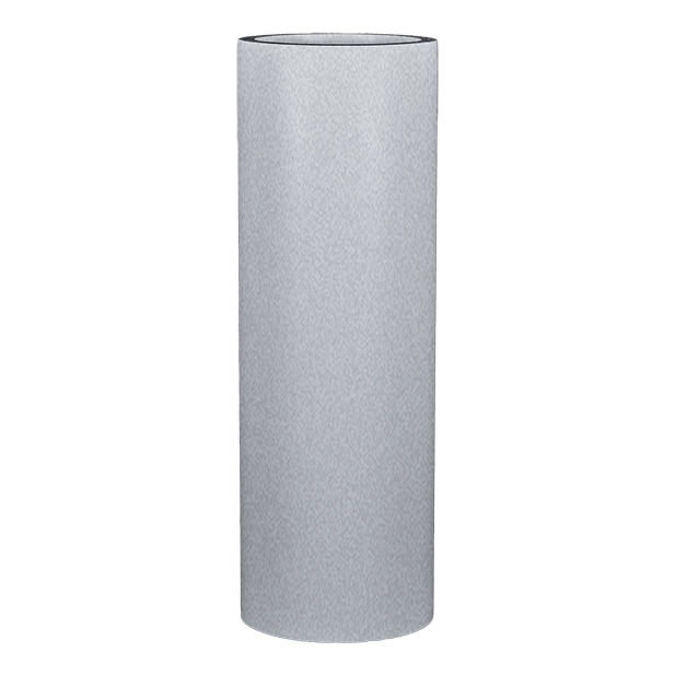 Corry cylinder fiberglass planter in Metallic Silver, studio render