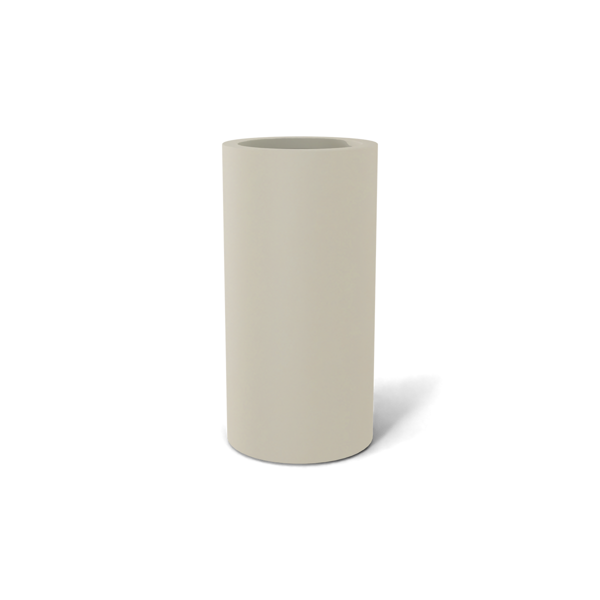 Corry cylinder fiberglass planter in Satin Beige, 10 × 20 in, studio render