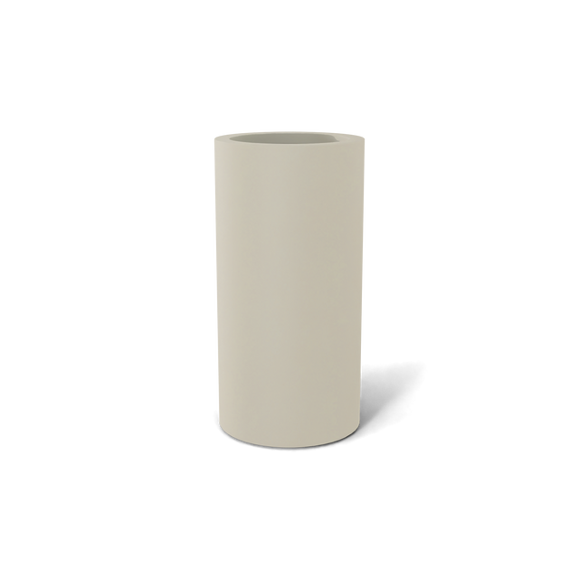 Corry cylinder fiberglass planter in Satin Beige, 10 × 20 in, studio render