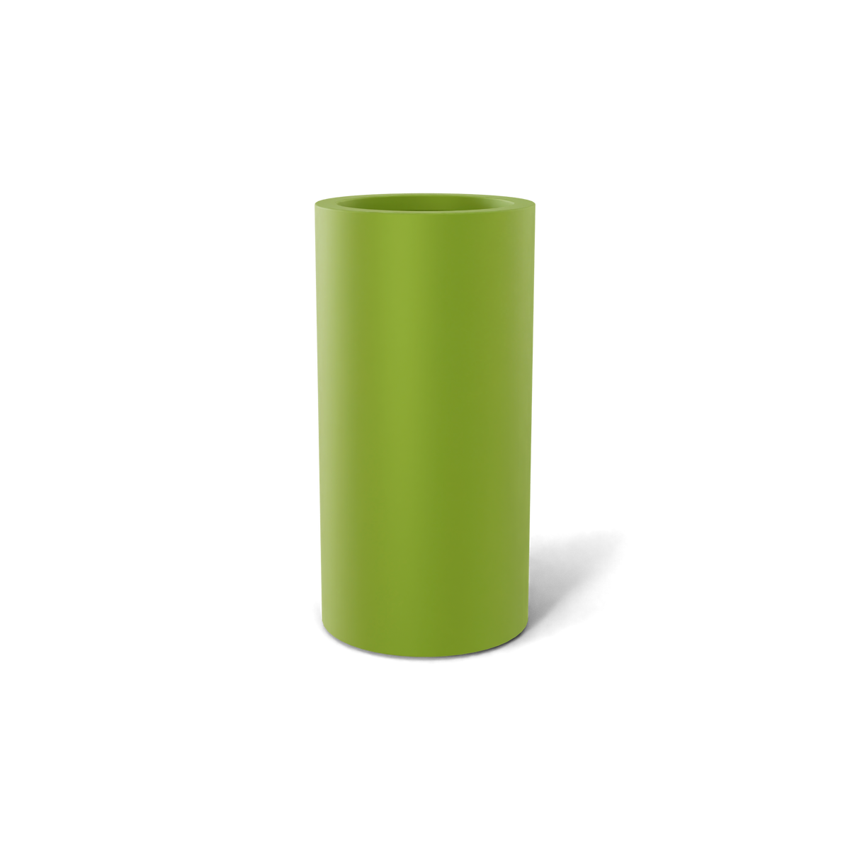 Corry cylinder fiberglass planter in Satin Green, 10 × 20 in, studio render