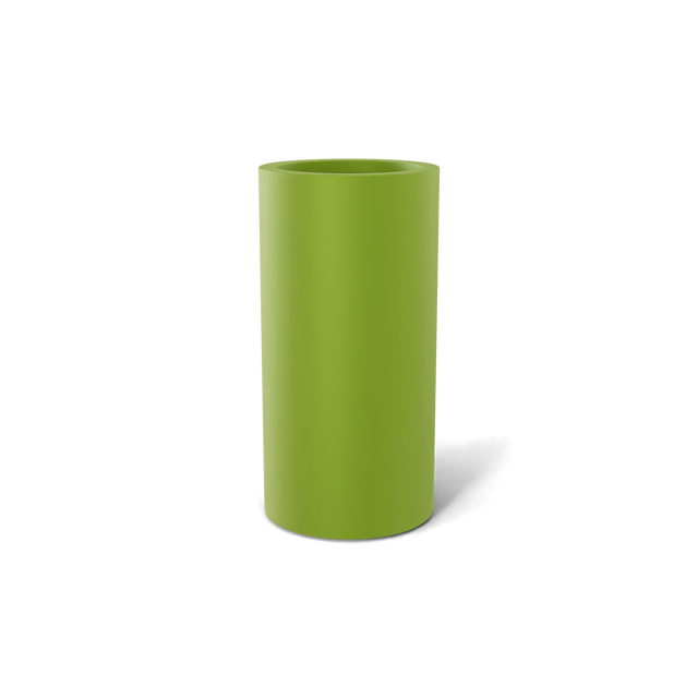 Corry cylinder fiberglass planter in Satin Green, 10 × 20 in, studio render