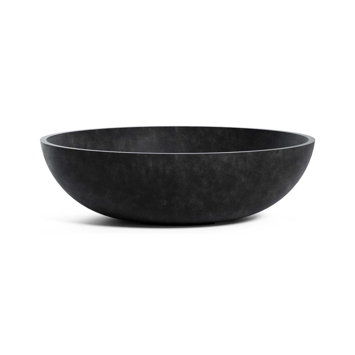 Cavo Low Bowl fiberglass planter in Carbon Stone, 31.5 in Ø x 10.4 in H