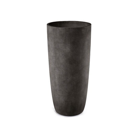 Lofto Tall Column fiberglass planter in Brown Stone, 19.8 in Ø x 43.7 in H