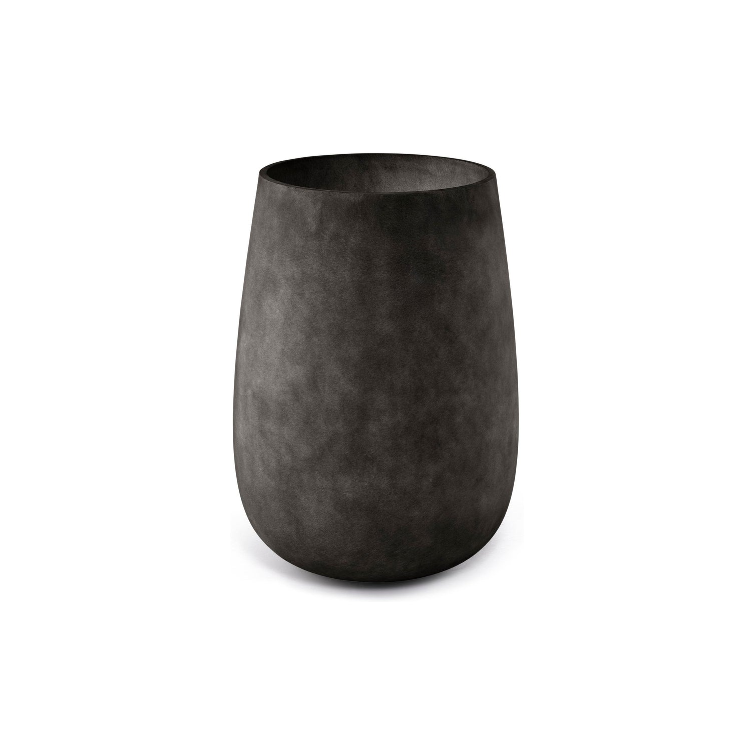 Mondo High Tall Round fiberglass planter in Brown Stone, 22.1 in Ø x 30.9 in H