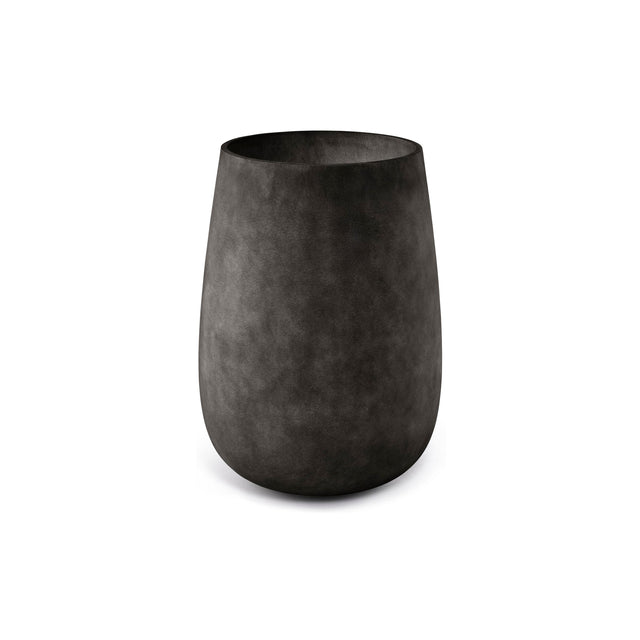 Mondo High Tall Round fiberglass planter in Brown Stone, 22.1 in Ø x 30.9 in H