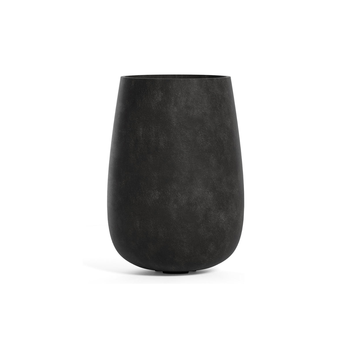 Mondo High Tall Round fiberglass planter in Carbon Stone, 22.1 in Ø x 30.9 in H