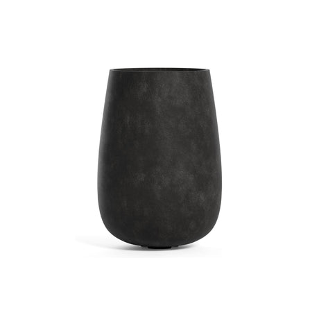 Mondo High Tall Round fiberglass planter in Carbon Stone, 22.1 in Ø x 30.9 in H