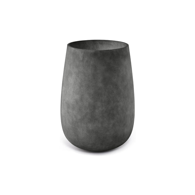 Mondo High Tall Round fiberglass planter in Grey Stone, 22.1 in Ø x 30.9 in H