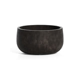 Mondo Low Round fiberglass planter in Brown Stone, 9.4 in Ø x 5 in H