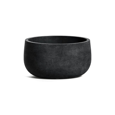 Mondo Low Round fiberglass planter in Carbon Stone, 9.4 in Ø x 5 in H