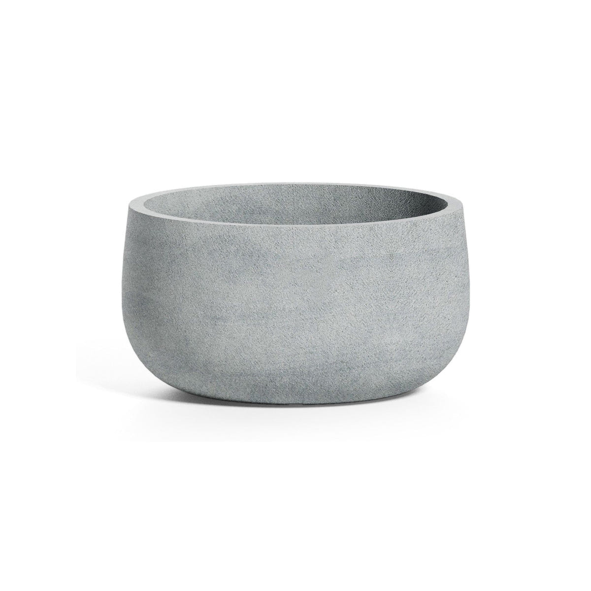 Mondo Low Round fiberglass planter in Concrete Stone, 9.4 in Ø x 5 in H