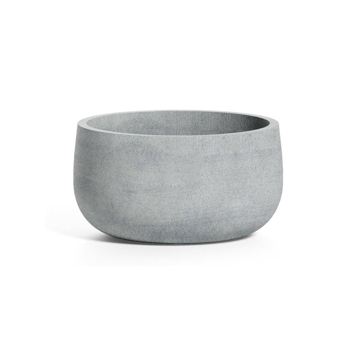 Mondo Low Round fiberglass planter in Concrete Stone, 9.4 in Ø x 5 in H