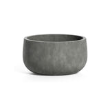 Mondo Low Round fiberglass planter in Grey Stone, 9.4 in Ø x 5 in H