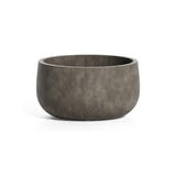 Mondo Low Round fiberglass planter in River Stone, 9.4 in Ø x 5 in H
