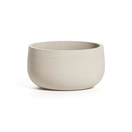 Mondo Low Round fiberglass planter in Sand Stone, 9.4 in Ø x 5 in H