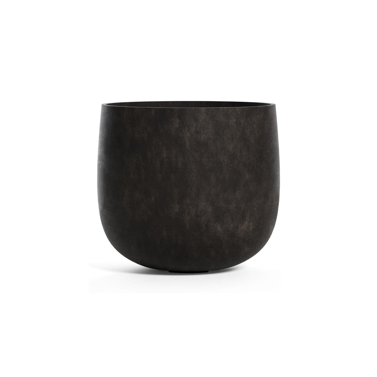 Mondo round fiberglass planter in Brown Stone, 10.8 in diam. x 9.6 in