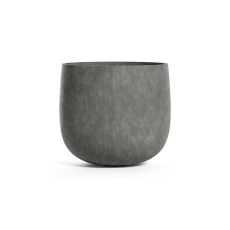 Mondo round fiberglass planter in Grey Stone, 10.8 in diam. x 9.6 in