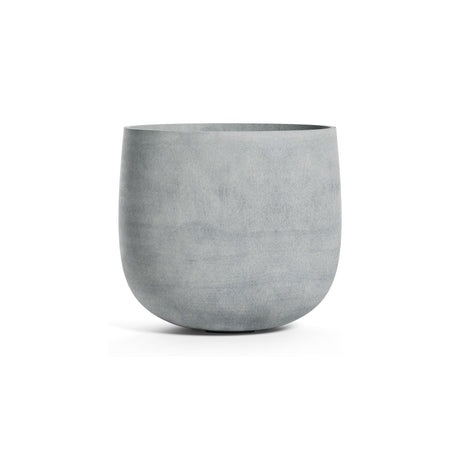 Mondo round fiberglass planter in Concrete Stone, 13.6 in diam. x 12.1 in