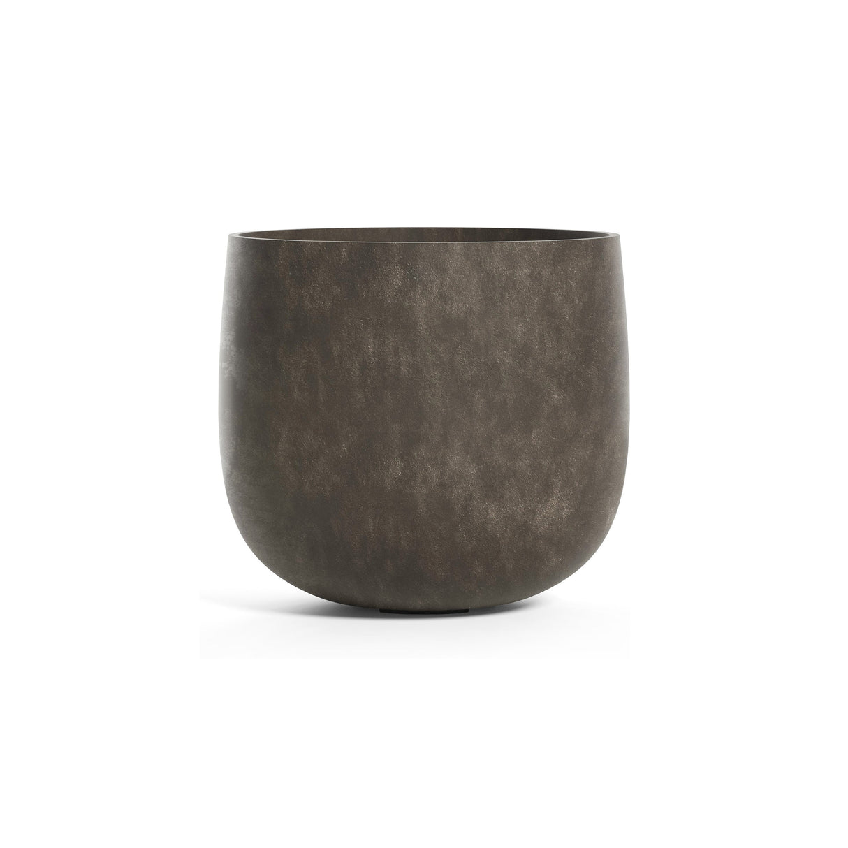 Mondo round fiberglass planter in River Stone, 13.6 in diam. x 12.1 in