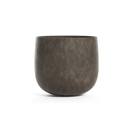 Mondo round fiberglass planter in River Stone, 13.6 in diam. x 12.1 in