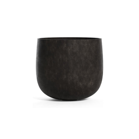 Mondo round fiberglass planter in Brown Stone, 18.1 in diam. x 16.1 in