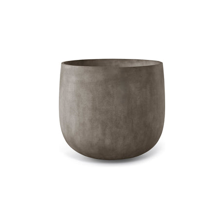 Mondo round fiberglass planter in River Stone, 27.6 in diam. x 24.6 in