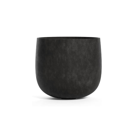 Mondo round fiberglass planter in Carbon Stone, 34.8 in diam. x 31.3 in