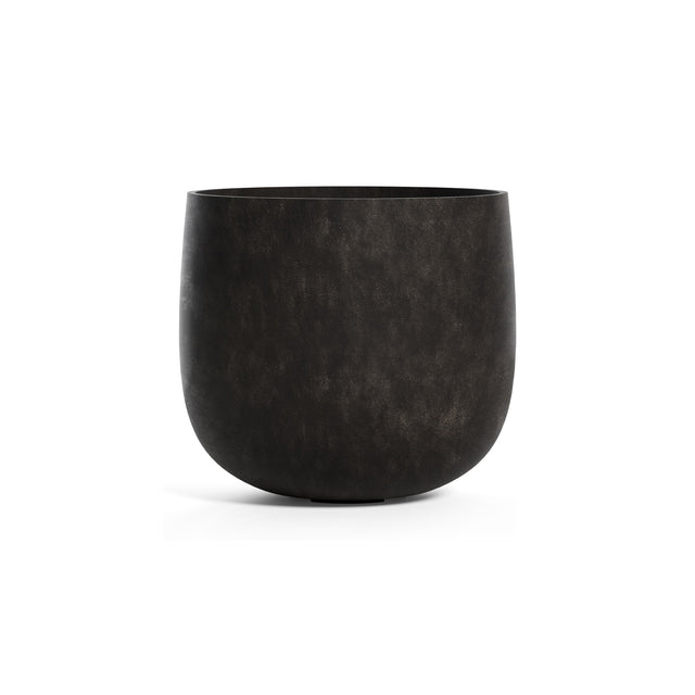 Mondo round fiberglass planter in Brown Stone, 8.5 in diam. x 7.7 in