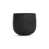 Mondo round fiberglass planter in Carbon Stone, 8.5 in diam. x 7.7 in