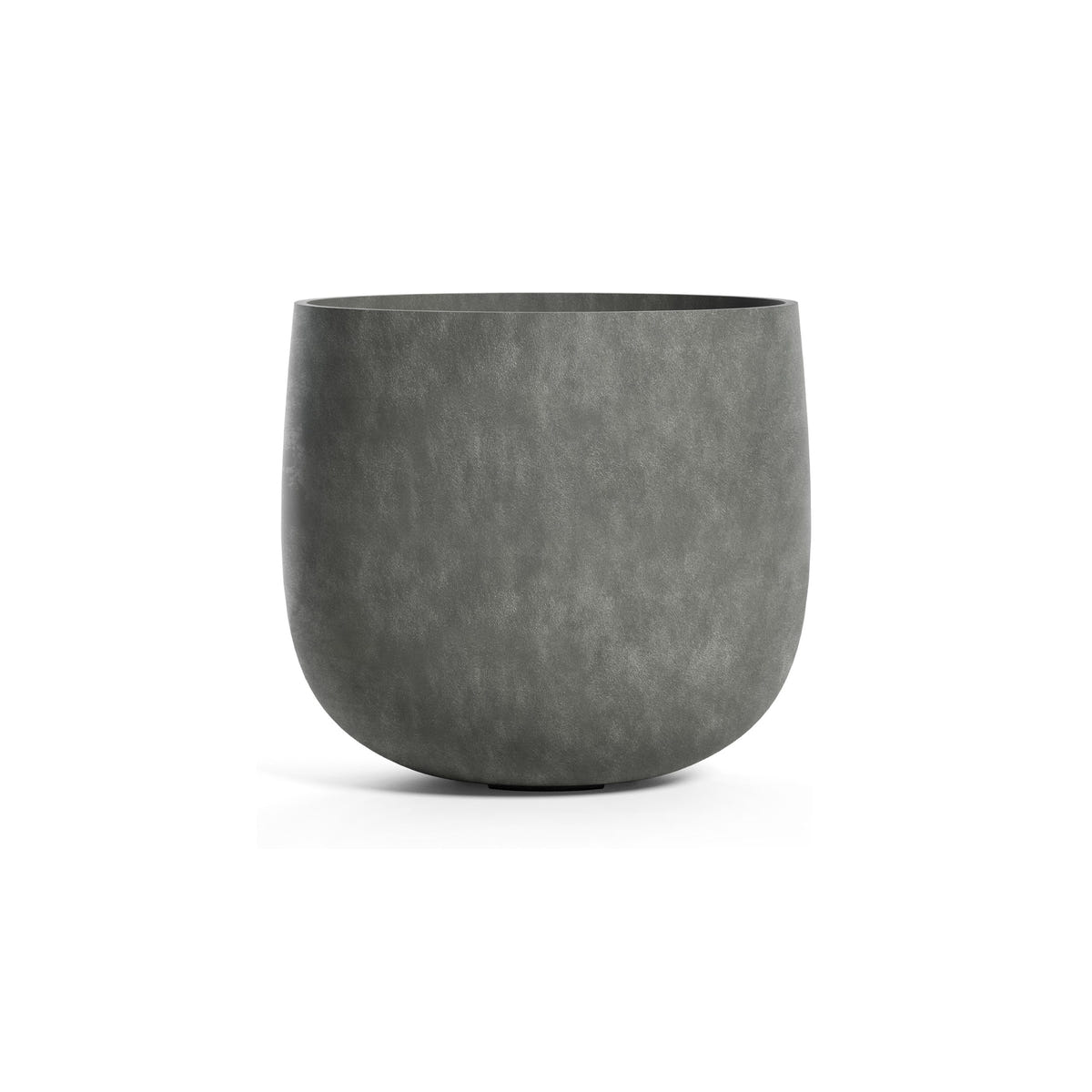 Mondo round fiberglass planter in Grey Stone, 8.5 in diam. x 7.7 in