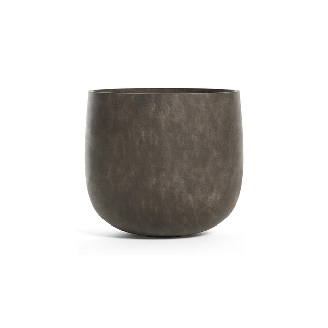 Mondo round fiberglass planter in River Stone, 8.5 in diam. x 7.7 in