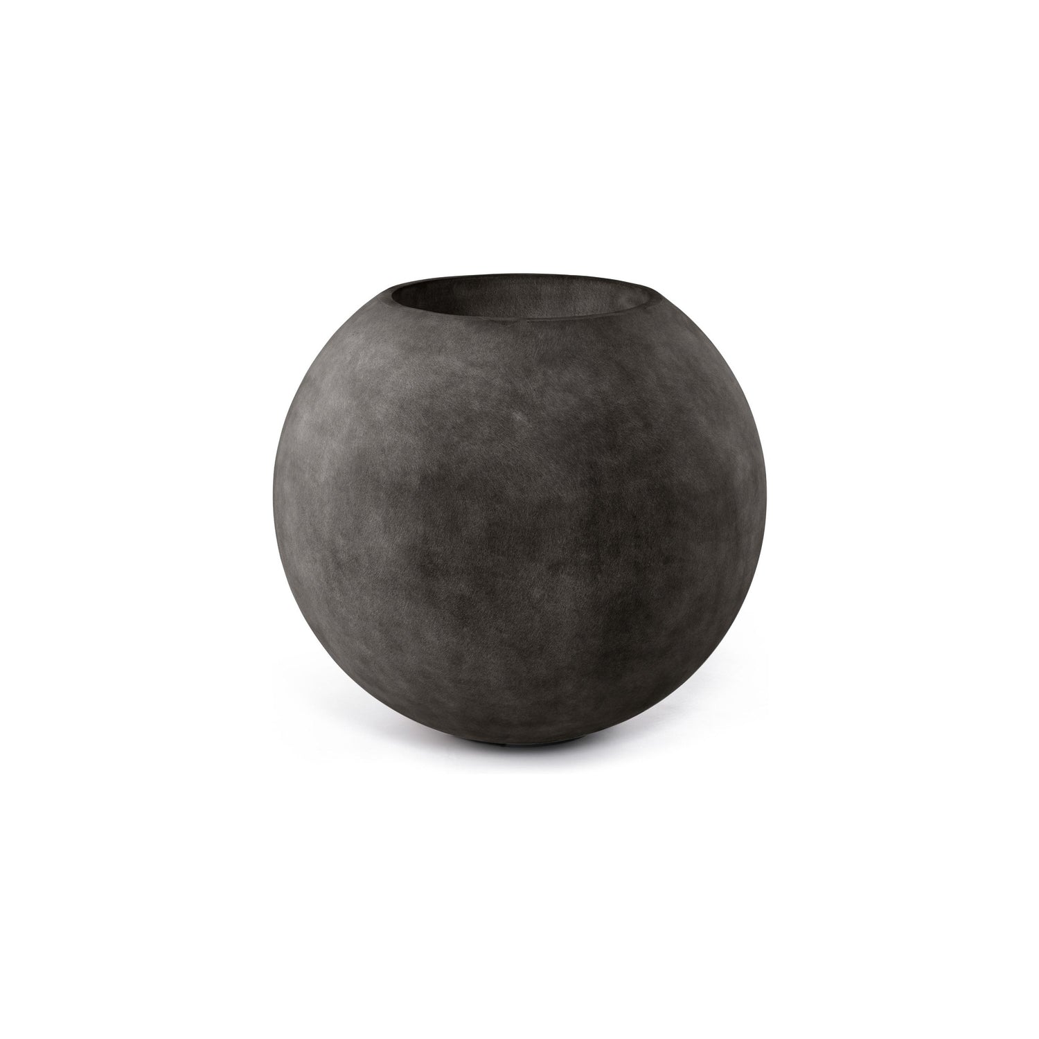 Orbo Sphere fiberglass planter in Brown Stone, 23.6 in Ø x 21.1 in H