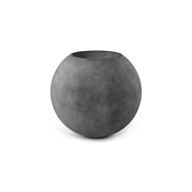 Orbo Sphere fiberglass planter in Grey Stone, 23.6 in Ø x 21.1 in H