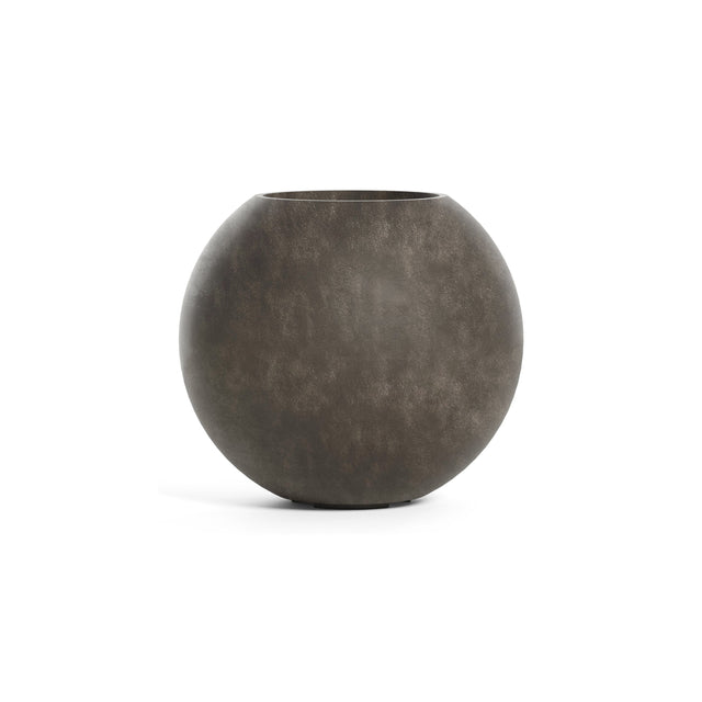 Orbo Sphere fiberglass planter in River Stone, 23.6 in Ø x 21.1 in H