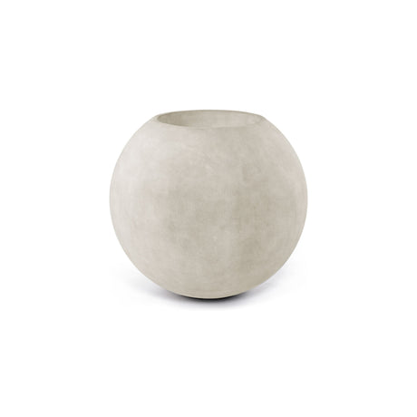 Orbo Sphere fiberglass planter in Sand Stone, 23.6 in Ø x 21.1 in H