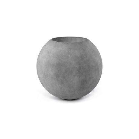 Orbo Sphere fiberglass planter in Concrete Stone, 29.5 in Ø x 26.2 in H