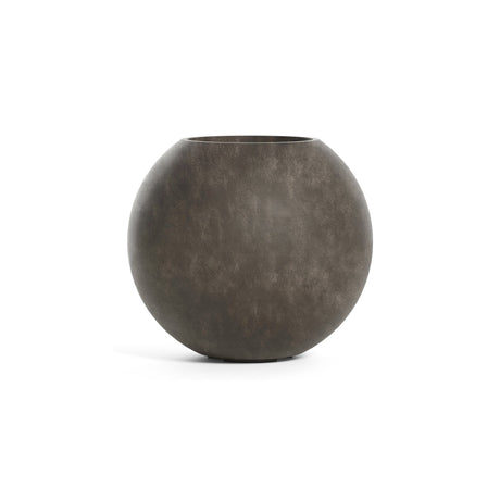 Orbo Sphere fiberglass planter in River Stone, 29.5 in Ø x 26.2 in H