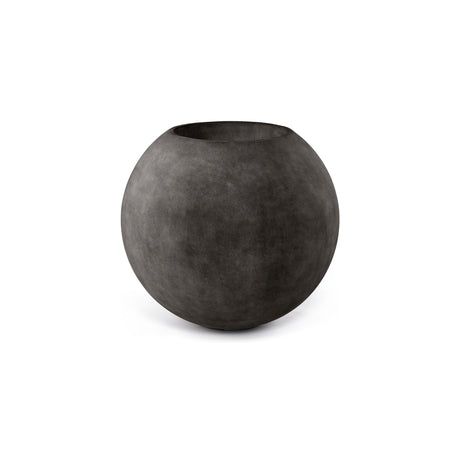 Orbo Sphere fiberglass planter in Brown Stone, 35.4 in Ø x 31.3 in H