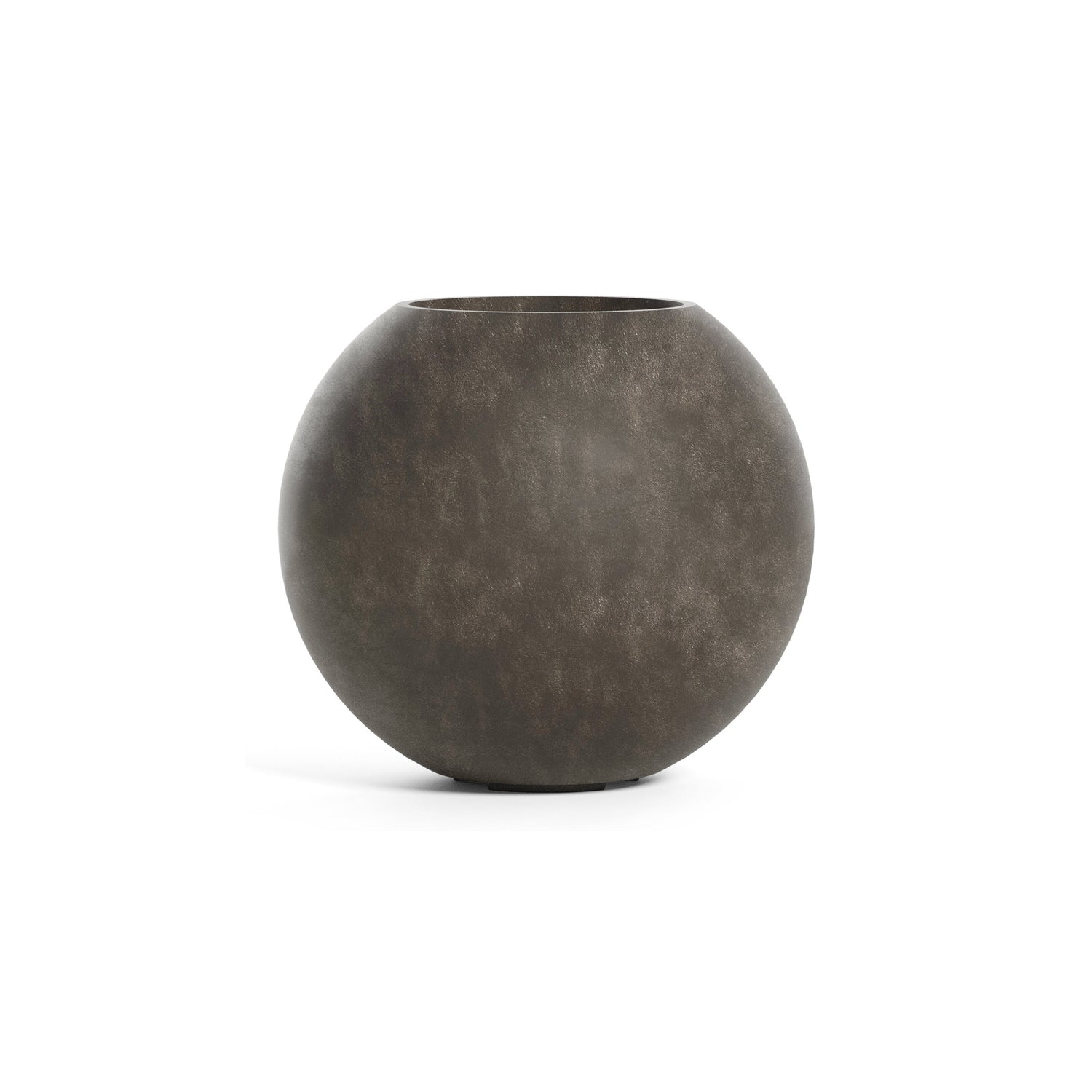 Orbo Sphere fiberglass planter in River Stone, 35.4 in Ø x 31.3 in H