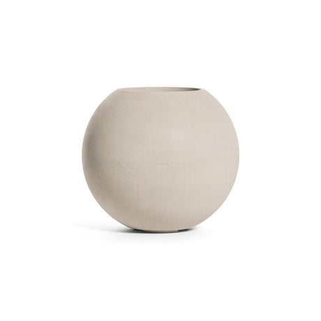 Orbo Sphere fiberglass planter in Sand Stone, 35.4 in Ø x 31.3 in H