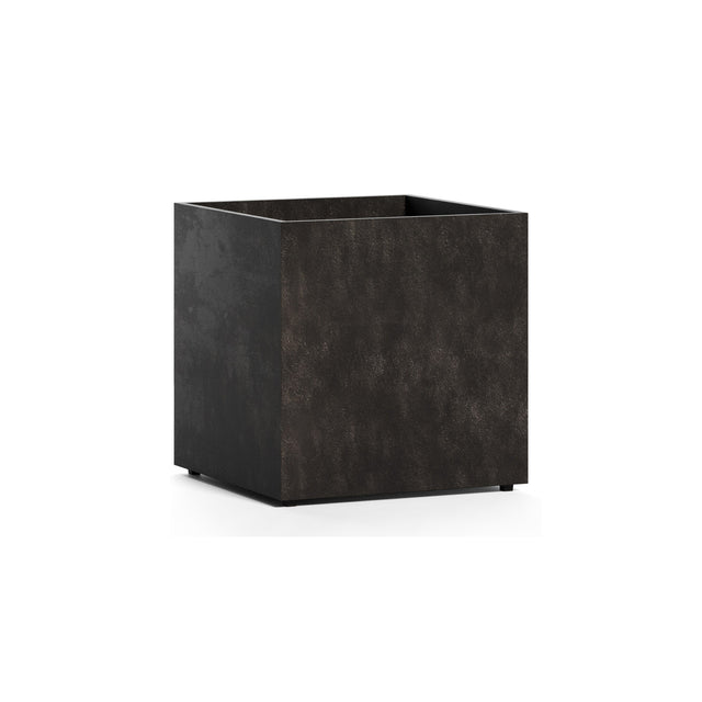 Reglito Cube fiberglass planter in Brown Stone, 19.7 in L x 19.7 in D x 20.3 in H